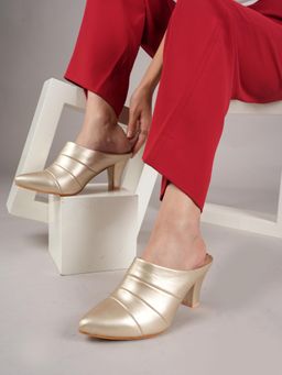 MOZAFIA - Women Mules Heels - Gold