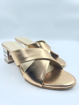 ELVIRAA - Stone Heel X Strap - Rose Gold