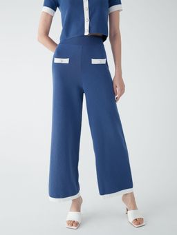 Pomelo - Knitted Long Wide Pants - Blue