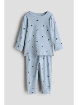 H&M - Kids Blue Ribbed Cotton Co-Ord Set
