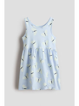 H&M - Girls Blue Patterned Cotton Dress