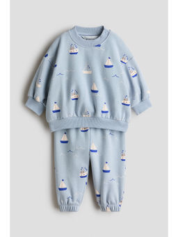 H&M - Kids Blue 2-Piece Cotton Sweatshirt Set