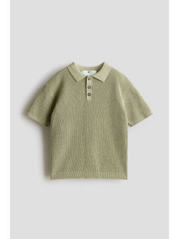 H&M - Boys Green Cotton-Knit Polo Shirt