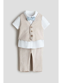 H&M - Boys Beige 4-Piece Linen-Blend Dressy Set