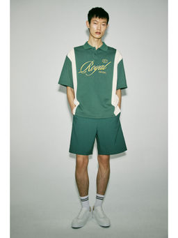 H&M - Men Green Loose Fit Polo Shirt