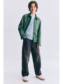 H&M - Boys Black Barrel-Leg Jeans