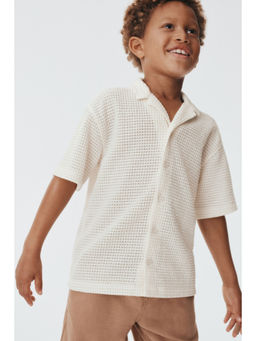 H&M - Boys White Textured-Knit Resort Shirt