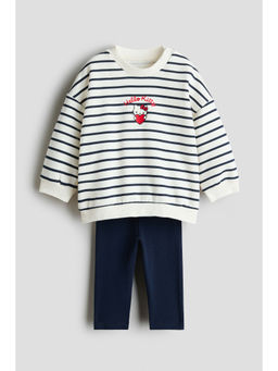 H&M - Girls White 2-Piece Sweatshirt And Leggings Set