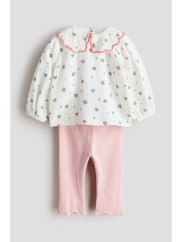 H&M - Girls White 2-Piece Top And Leggings Set