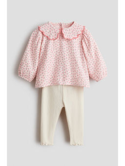 H&M - Girls Pink 2-Piece Top And Leggings Set