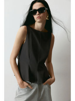 H&M - Women Grey Tailored Peplum Top