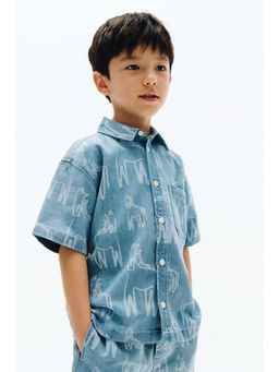H&M - Boys Blue Printed Denim Shirt