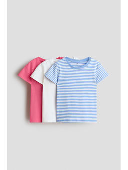 H&M - Girls Multi-Color 3-Pack Cotton T-Shirts