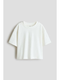 H&M - Girls White Boxy Cotton T-Shirt
