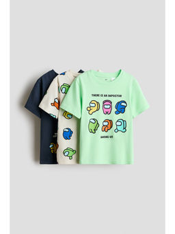 H&M - Boys Multi-Color 3-Pack Printed T-Shirts