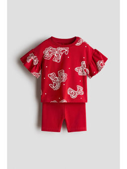 H&M - Girls Red 2-Piece Printed Co-Ord Set