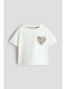 H&M - Girls White Motif-Detail T-Shirt