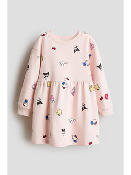 H&M - Girls Pink Printed Sweatshirt Dress