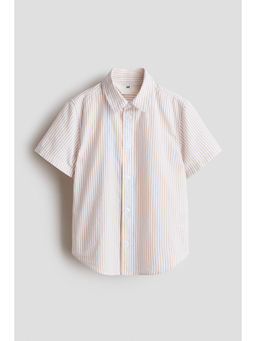 H&M - Boys Beige Short-Sleeved Cotton Shirt