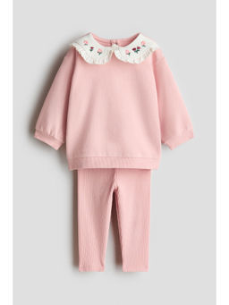 H&M - Girls Pink 2-Piece Top And Leggings Set