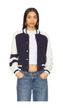 Central Park West - Cable Sleeve Knit Bomber