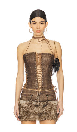 Jaded London - Odile Faux Suede Lace Up Corset