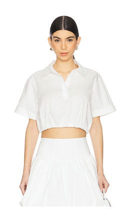 SIMKHAI - Nicky Short Sleeve Crop Top