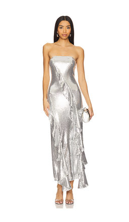 ROTATE - Sequin Maxi Ruffle Dress