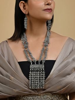 Teejh - Vansha Silver Oxidised Ghungroo Necklace Set