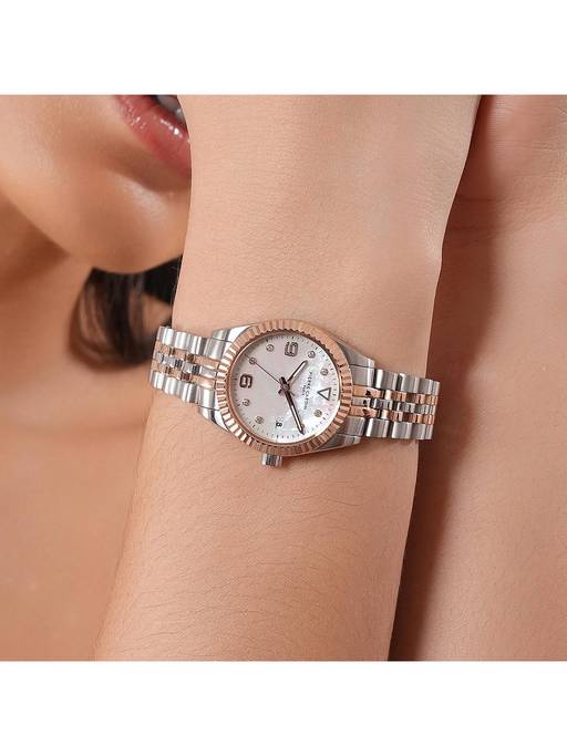 Buy Pierre Cardin Opera Timbre Twotone White Mop Watch for  display picture 2
