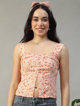 Oxolloxo - Women Peach Floral Print Top