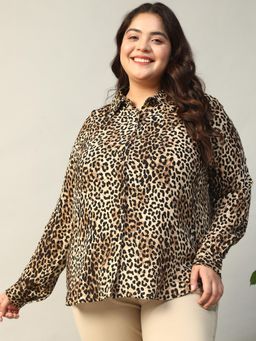 Oxolloxo - Women Plus Size Multi-Color Animal Print Shirt