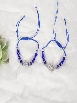 NVR - Blue Evil Eye Rakhi with Roli Chawal (Set of 3)