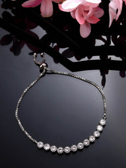 NVR - Silver Plated American Diamond Studded Rakhi with Roli Chawal (Set of 2)