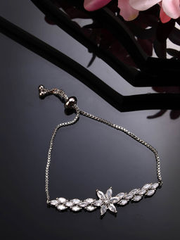 NVR - Silver Plated American Diamond Studded Rakhi with Roli Chawal (Set of 2)