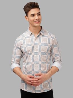 BULLMER - Trendy Blue Regular Fit Printed Causal Full Sleeve Shirt for Men