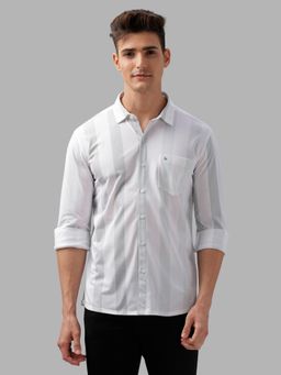 BULLMER - Trendy White Regular Fit Striped Causal Full Sleeve Shirt for Men