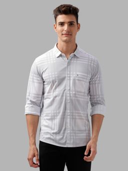 BULLMER - Trendy White Regular Fit Checks Causal Full Sleeve Shirt for Men