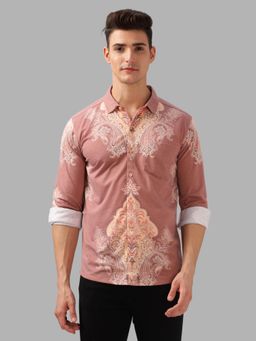 BULLMER - Trendy Pink Regular Fit Printed Causal Full Sleeve Shirt for Men