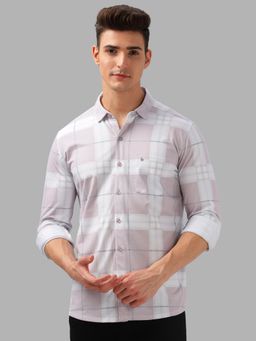 BULLMER - Trendy Lavender Regular Fit Checks Causal Full Sleeve Shirt for Men