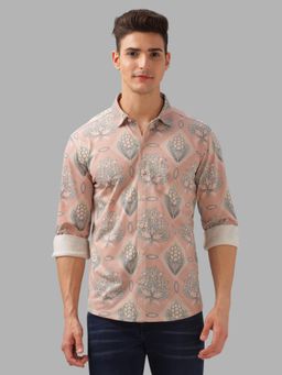 BULLMER - Trendy Pink Regular Fit Printed Causal Full Sleeve Shirt for Men