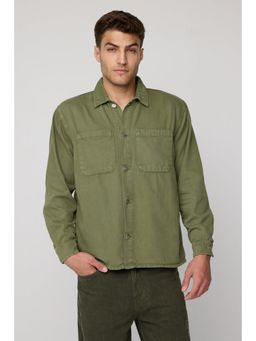 FREAKINS - Olive Green Mens Long Sleeve Utility Pocket
