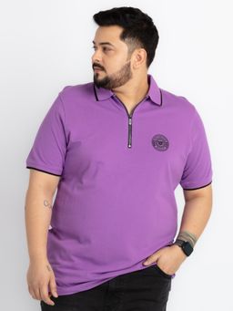 UNSIZED - Purple Solid Mens Cotton Polo T-Shirt