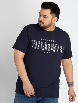 UNSIZED - Blue Typography Mens Cotton T-Shirt