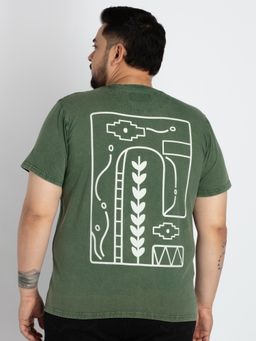 UNSIZED - Green Printed Mens Cotton T-Shirt