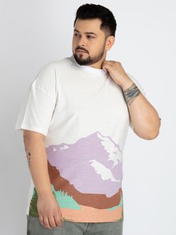 UNSIZED - White Printed Mens Cotton T-Shirt