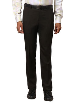 Raymond - Solid-Plain Dark Brown Trousers