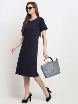 BRINNS - Navy Blue Solid Regular Mini Dress