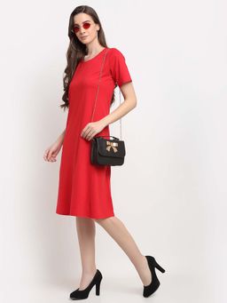 BRINNS - Red Solid Regular Mini Dress