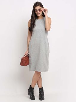 BRINNS - Grey Solid Regular Knee Length Dress